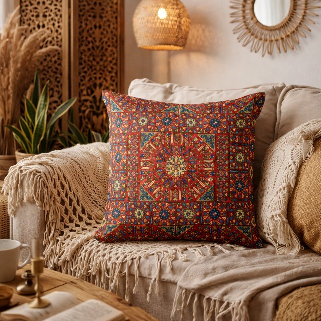 Boho Para Mamluk Repro 16th Century Pattern Throw Pillow (Creator Uploaded)