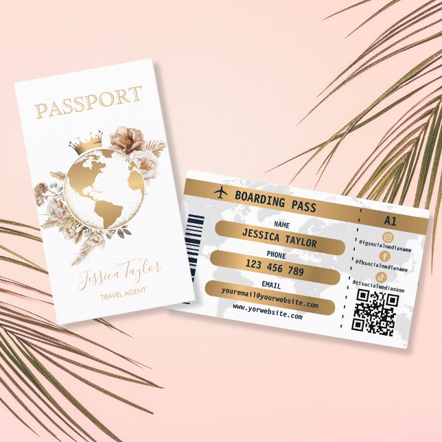 Boho Passeport Voyage Agent Carte Mondiale Passe d (Créateur téléchargé)