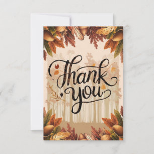 Boho Pastel Autumn Fall Thank You Card