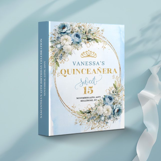 Boho Pastel Blue Greenery Gold Quince Photo Book Binder (Boho Pastel Blue Greenery Gold Quince Photo Book

)