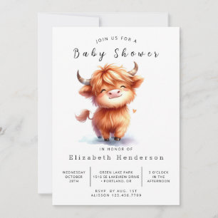 Boho Pastel Farm Cow Baby Shower Invitation