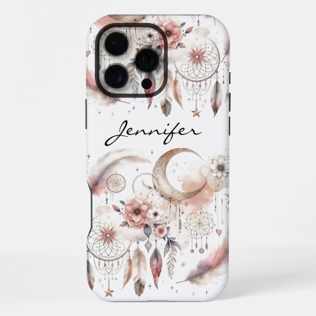 Boho Pastel Feather Dreamcatcher iPhone Case (Back)