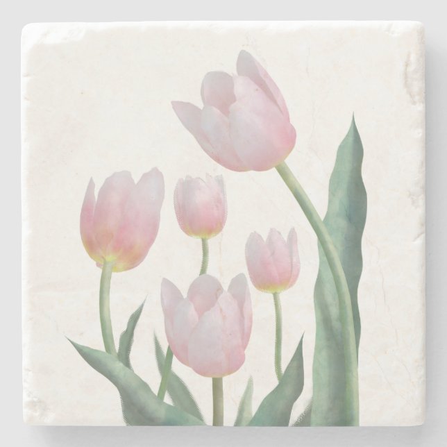 Boho Pastel Floral Stone Coaster (Front)