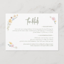 Boho Pastel flowers Elegant Calligraphy Wedding Enclosure Card