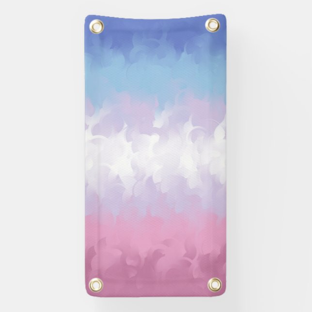 Boho Pastel Fluffy Abstract Bigender Pride Flag Banner (Vertical)