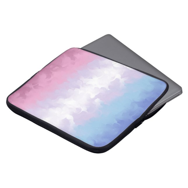 Boho Pastel Fluffy Abstract Bigender Pride Flag Laptop Sleeve (Front Top)