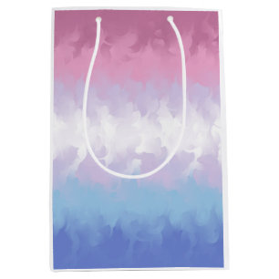 Boho Pastel Fluffy Abstract Bigender Pride Flag Medium Gift Bag