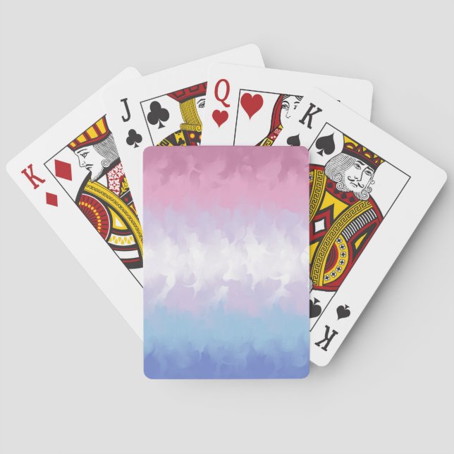 Boho Pastel Fluffy Abstract Bigender Pride Flag Playing Cards (Back)
