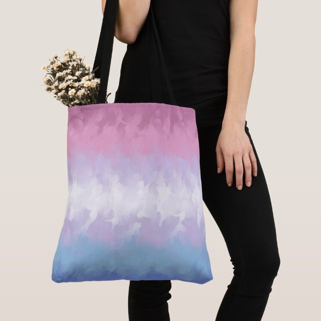 Boho Pastel Fluffy Abstract Bigender Pride Flag Tote Bag (Close Up)