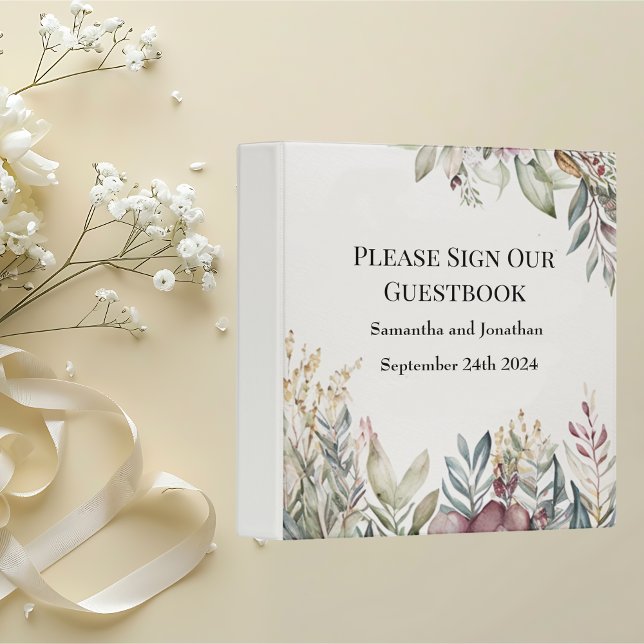 BOHO Pastel Garden Colors Wedding Guest Book  Binder (Creator Uploaded)
