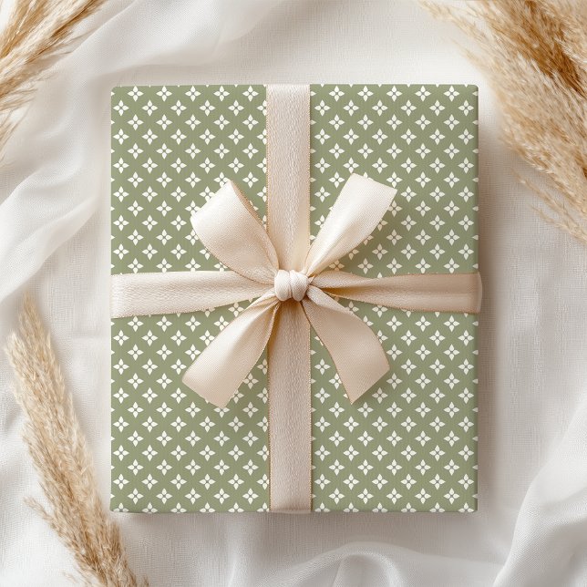 Boho Pastel Girly Modern Green Geometric Wrapping Paper (Creator Uploaded)
