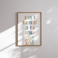 Boho pastel Jesus is the light of the world poster