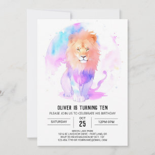 Boho Pastel Lion Birthday Invitation