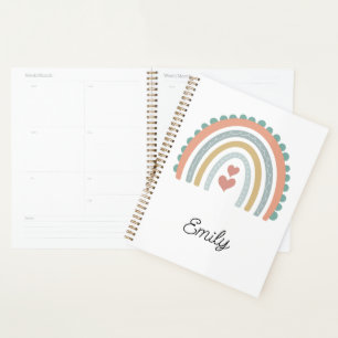 Boho Pastel Modern Elegant Rainbow Personalize Planner