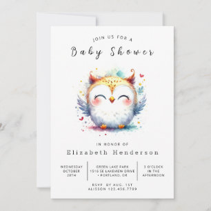 Boho Pastel Owl Baby Shower Invitation