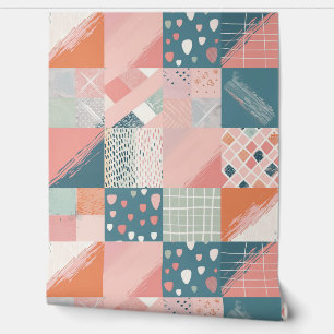 Boho Pastel Patchwork Seamless Pattern Wallpaper