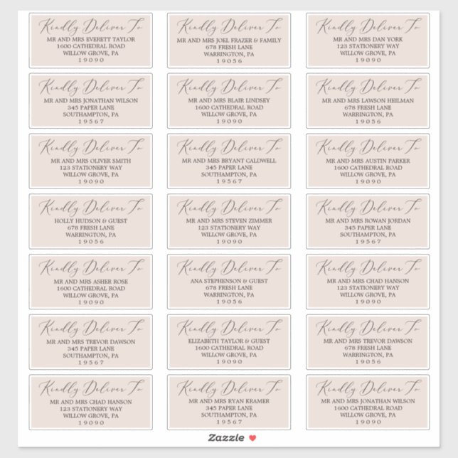 Boho Pastel Peach Wedding Guest Address Labels (Sheet)