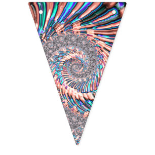 Boho Pastel Pink and Blue Spiral Abstract Fractal Bunting Flags