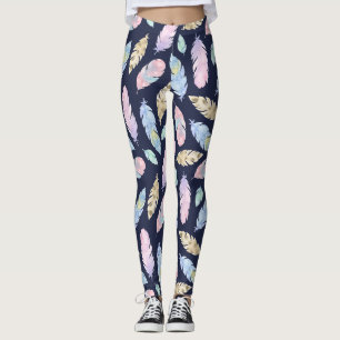Boho Pastel Plumes Leggings