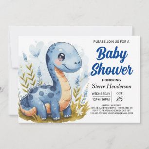 Boho Pastel Printable Dinosaur Boy Baby Shower Invitation