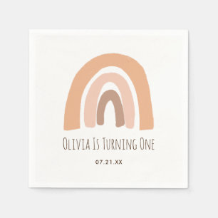 Boho Pastel Rainbow First Birthday Napkins