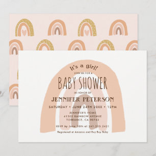 Boho Pastel Rainbow It's a Girl Baby Shower  Invitation