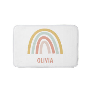 Boho Pastel Rainbow Personalized Bath Mat