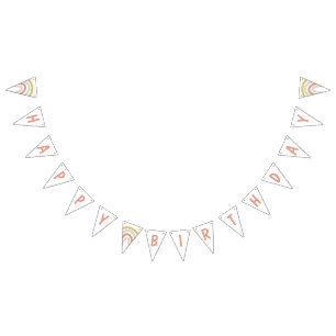 Boho Pastel Rainbow Personalized Bunting Flags
