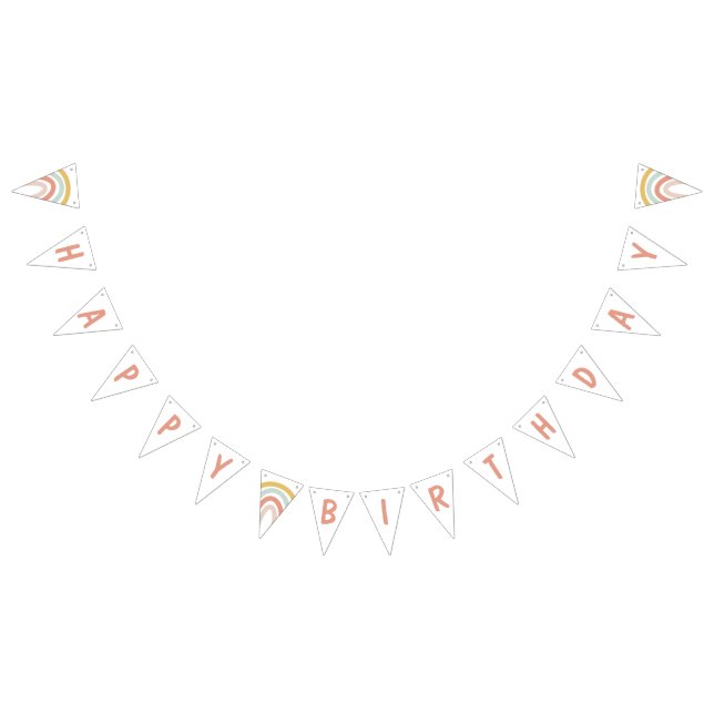 Boho Pastel Rainbow Personalized Bunting Flags (All)