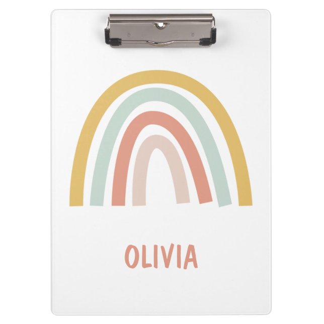 Boho Pastel Rainbow Personalized Clipboard (Front)