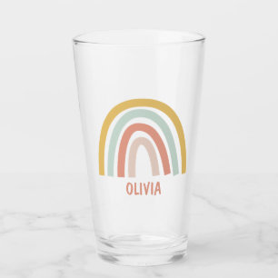 Boho Pastel Rainbow Personalized Glass