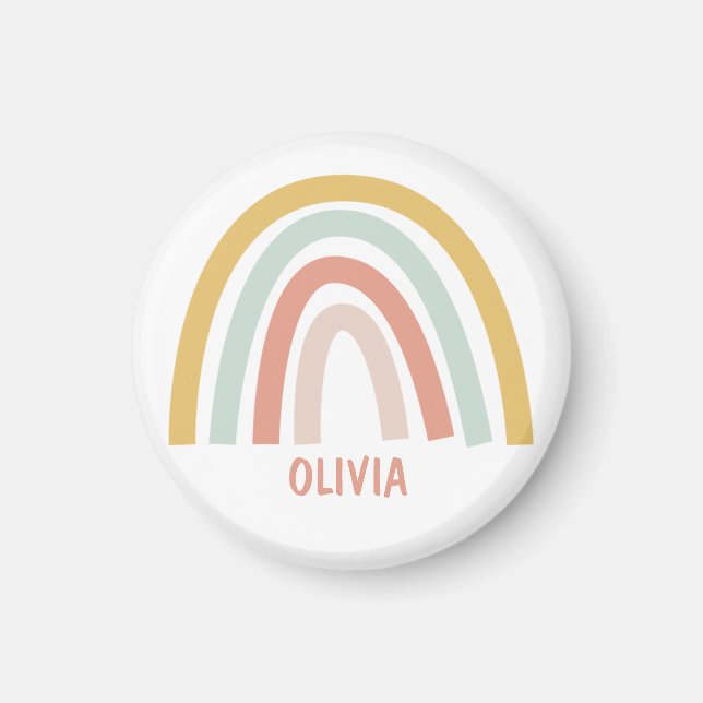 Boho Pastel Rainbow Personalized Magnet (Front)
