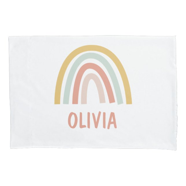 Boho Pastel Rainbow Personalized Pillowcase (Front)