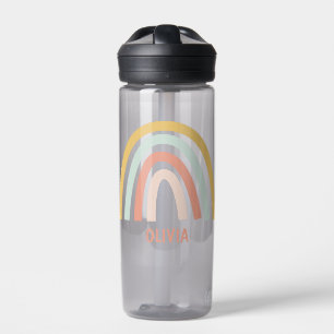 Boho Pastel Rainbow Personalized Water Bottle