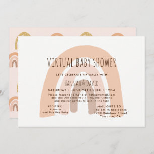 Boho Pastel Rainbow Virtual Baby Shower Invitation