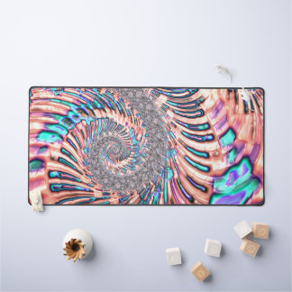 Boho Pastel Rose et Bleu Spirale Abstrait Fractal