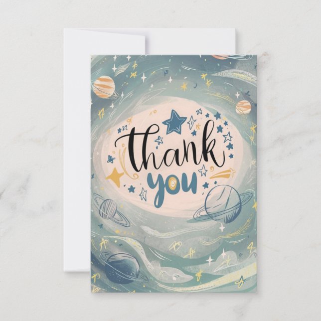Boho Pastel Stars Celestial Thank You Card (Front)