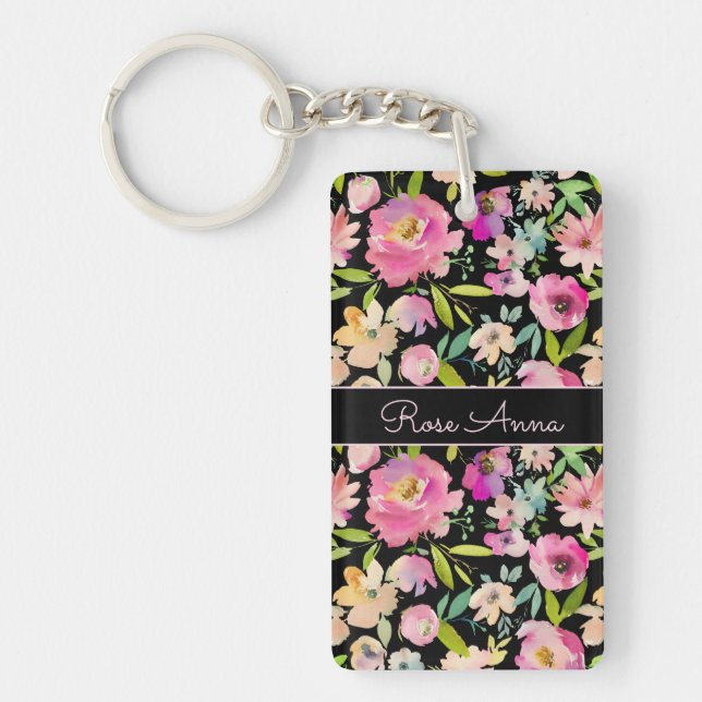 Boho Pastel Watercolor Keychain (Front)