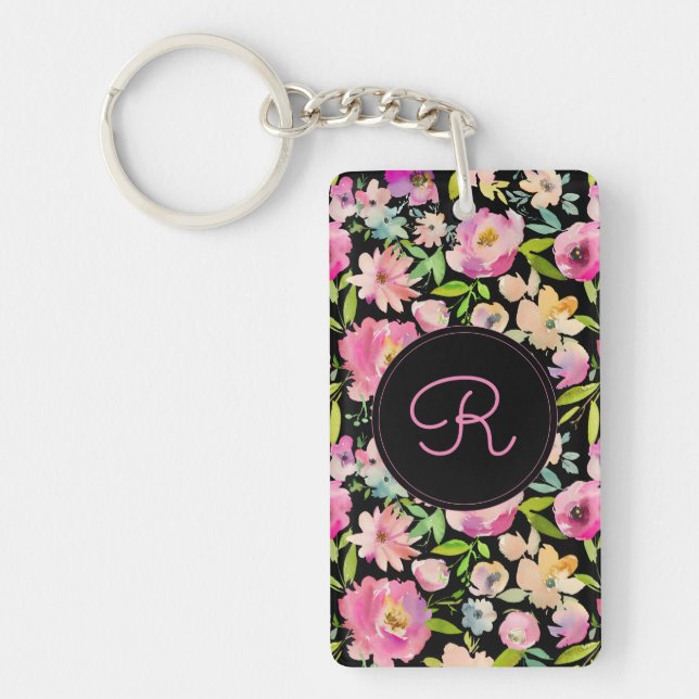 Boho Pastel Watercolor Keychain (Front)