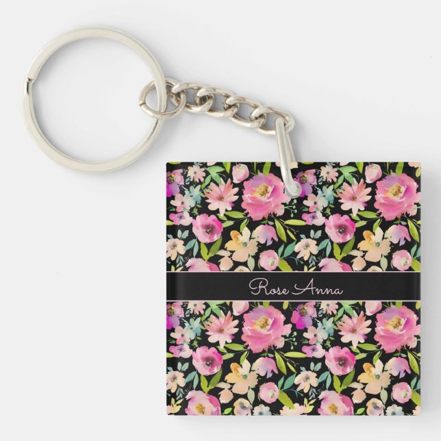 Boho Pastel Watercolor Keychain (Front)