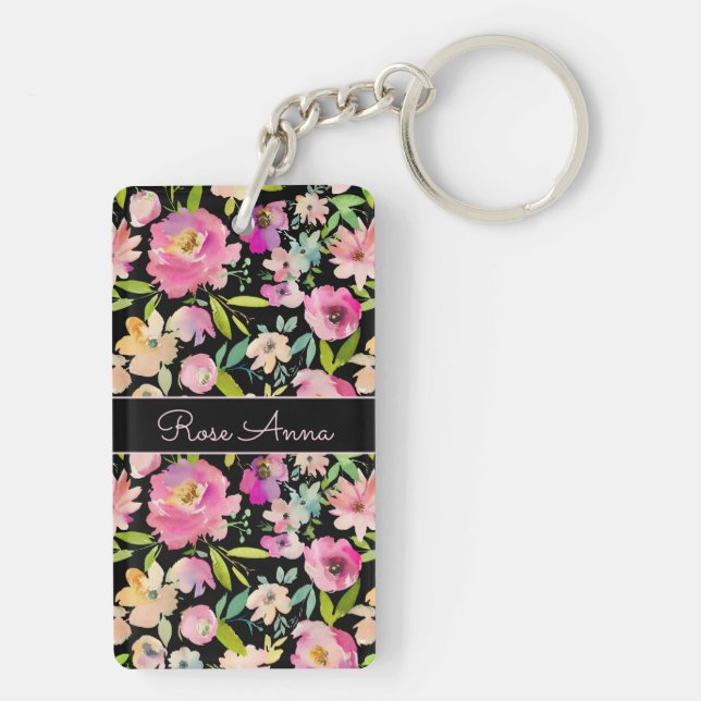 Boho Pastel Watercolor Keychain (Back)