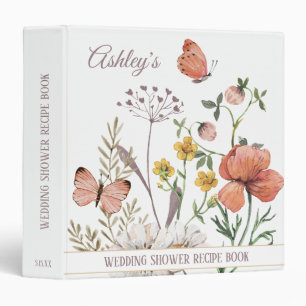 Boho Pastel Wildflower Custom Bridal Shower Recipe Binder