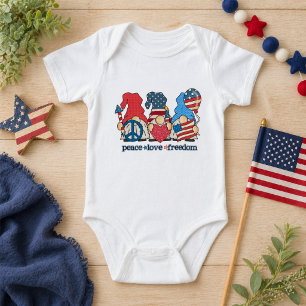 Boho Patriotic Gnomes Baby Bodysuit