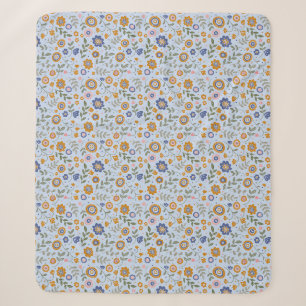 Boho pattern 01.w Lblue BG Sherpa Blanket