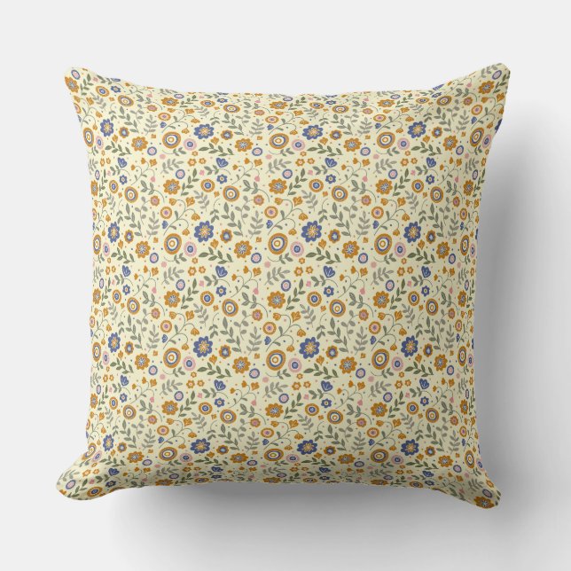 Boho pattern 01.w Lyellow BG Throw Pillow (Front)