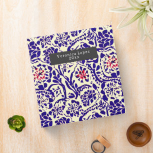 Boho Pattern Blue and Red  Binder