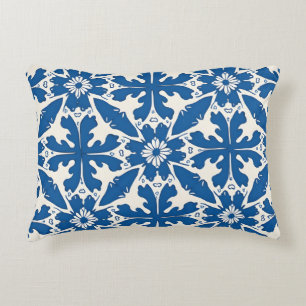 Boho Pattern in Blue – Elegant & Bold Accent Pillow