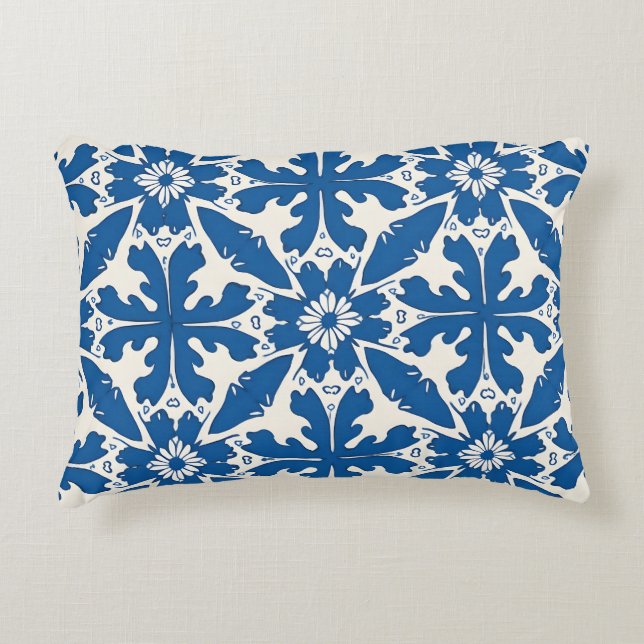 Boho Pattern in Blue – Elegant & Bold Accent Pillow (Front)