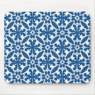 Boho Pattern in Blue – Elegant & Bold Mouse Pad
