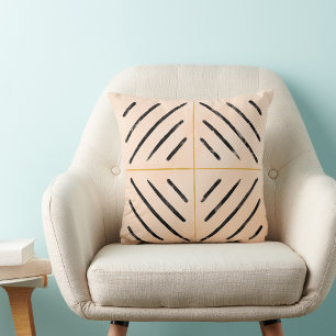 Boho pattern neatral black and creme feminine throw pillow